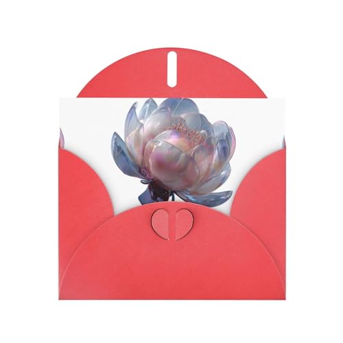 BROLEO Rote Grußkarte, transparent, mit Schmucksteinen, Blumendruck, perfekt für Valentinstag, Hochzeitstag und Party-Einladungen von BROLEO