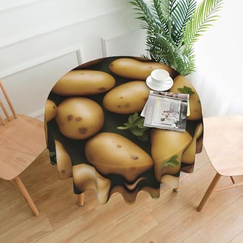 BROLEO Runde Tischdecke mit Gartenkartoffel-Druck, 152,4 cm, wasserdicht und schmutzabweisend, geeignet für Restaurants von BROLEO