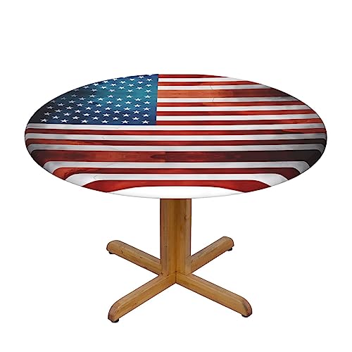 BROLEO Runde Tischdecke mit amerikanischer USA-Flagge, waschbar und wiederverwendbar, geeignet für die Dekoration von runden Tischen M von BROLEO