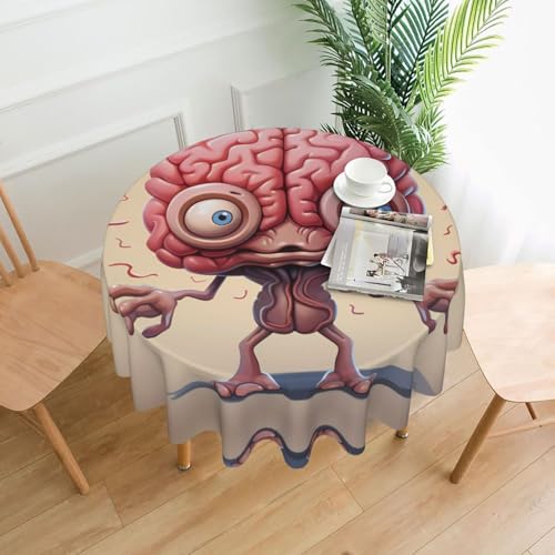 BROLEO Runde Tischdecke mit menschlichem Gehirndruck, 152,4 cm, wasserdicht und schmutzabweisend, geeignet für Restaurants von BROLEO
