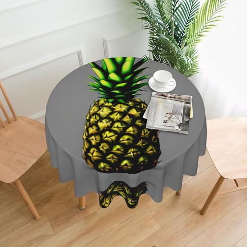 BROLEO Runde dekorative Tischdecke, 152,4 cm, Cartoon-Ananas-Druck, wasserdicht, waschbar und wiederverwendbar, für Essen, Kaffee, Picknick, Hochzeit, Party BROLEO Runde dekorative Tischdecke, 152,4 cm, Cartoon-Ananas-Druck, wasserdicht, waschbar und wiederverwendbar, für Essen, Kaffee, Picknick, Hochzeit, Party von BROLEO