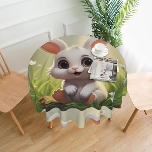 BROLEO Runde dekorative Tischdecke, 152,4 cm, Cartoon-Motiv mit niedlichen Tieren, Kaninchen, Druck, wasserdicht, waschbar und wiederverwendbar, für Essen, Kaffee, Picknick, Hochzeit, Party BROLEO Runde dekorative Tischdecke, 152,4 cm, Cartoon-Motiv mit niedlichen Tieren, Kaninchen, Druck, wasserdicht, waschbar und wiederverwendbar, für Essen, Kaffee, Picknick, Hochzeit, Party von BROLEO