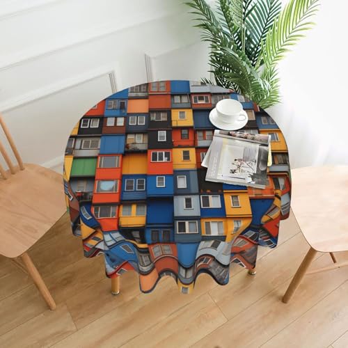BROLEO Runde dekorative Tischdecke, 152,4 cm, Containerhaus-Druck, wasserdicht, waschbar und wiederverwendbar, für Essen, Kaffee, Picknick, Hochzeit, Party BROLEO Runde dekorative Tischdecke, 152,4 cm, Containerhaus-Druck, wasserdicht, waschbar und wiederverwendbar, für Essen, Kaffee, Picknick, Hochzeit, Party von BROLEO
