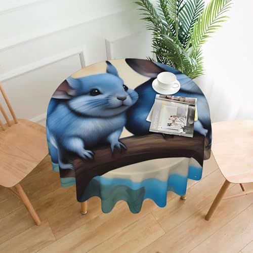 BROLEO Runde dekorative Tischdecke, 152,4 cm, Motiv: Chinchillas und Mond, wasserdicht, waschbar und wiederverwendbar, für Essen, Kaffee, Picknick, Hochzeit, Party BROLEO Runde dekorative Tischdecke, 152,4 cm, Motiv: Chinchillas und Mond, wasserdicht, waschbar und wiederverwendbar, für Essen, Kaffee, Picknick, Hochzeit, Party von BROLEO