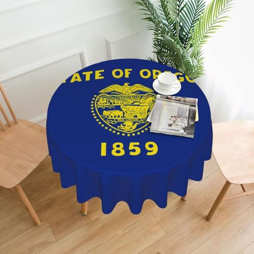 BROLEO Runde dekorative Tischdecke, 152,4 cm, Motiv: Oregon-Flagge, wasserdicht, waschbar und wiederverwendbar, für Essen, Kaffee, Picknick, Hochzeit, Party BROLEO Runde dekorative Tischdecke, 152,4 cm, Motiv: Oregon-Flagge, wasserdicht, waschbar und wiederverwendbar, für Essen, Kaffee, Picknick, Hochzeit, Party von BROLEO