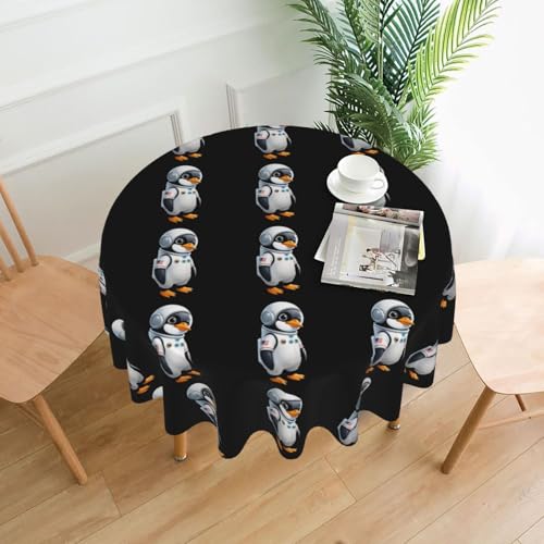 BROLEO Runde dekorative Tischdecke, 152,4 cm, Pinguin-Astronauten-Druck, wasserdicht, waschbar und wiederverwendbar, für Essen, Kaffee, Picknick, Hochzeit, Party BROLEO Runde dekorative Tischdecke, 152,4 cm, Pinguin-Astronauten-Druck, wasserdicht, waschbar und wiederverwendbar, für Essen, Kaffee, Picknick, Hochzeit, Party von BROLEO