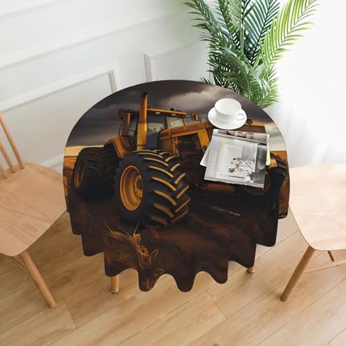BROLEO Runde dekorative Tischdecke, 152,4 cm, Traktor im Feld, bedruckt, wasserdicht, waschbar und wiederverwendbar, für Essen, Kaffee, Picknick, Hochzeit, Party BROLEO Runde dekorative Tischdecke, 152,4 cm, Traktor im Feld, bedruckt, wasserdicht, waschbar und wiederverwendbar, für Essen, Kaffee, Picknick, Hochzeit, Party von BROLEO