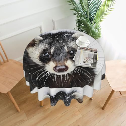 BROLEO Runde dekorative Tischdecke, 152,4 cm, Wolverine im Schnee, wasserdicht, waschbar und wiederverwendbar, für Essen, Kaffee, Picknick, Hochzeit, Party BROLEO Runde dekorative Tischdecke, 152,4 cm, Wolverine im Schnee, wasserdicht, waschbar und wiederverwendbar, für Essen, Kaffee, Picknick, Hochzeit, Party von BROLEO