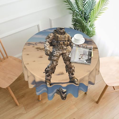 BROLEO Runde dekorative Tischdecke, 152,4 cm, Wüsten-Camouflage-Druck, wasserdicht, waschbar und wiederverwendbar, für Essen, Kaffee, Picknick, Hochzeit, Party BROLEO Runde dekorative Tischdecke, 152,4 cm, Wüsten-Camouflage-Druck, wasserdicht, waschbar und wiederverwendbar, für Essen, Kaffee, Picknick, Hochzeit, Party von BROLEO