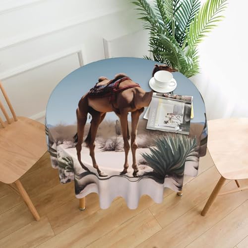 BROLEO Runde dekorative Tischdecke, 152,4 cm, Wüstenmotiv, niedlicher Kameldruck, wasserdicht, waschbar und wiederverwendbar, für Essen, Kaffee, Picknick, Hochzeit, Party BROLEO Runde dekorative Tischdecke, 152,4 cm, Wüstenmotiv, niedlicher Kameldruck, wasserdicht, waschbar und wiederverwendbar, für Essen, Kaffee, Picknick, Hochzeit, Party von BROLEO