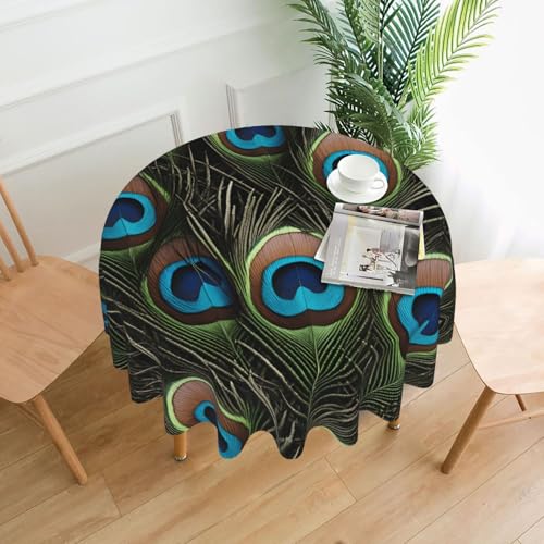 BROLEO Runde dekorative Tischdecke, 152,4 cm, frischer Pfauen-Druck, wasserdicht, waschbar und wiederverwendbar, für Essen, Kaffee, Picknick, Hochzeit, Party BROLEO Runde dekorative Tischdecke, 152,4 cm, frischer Pfauen-Druck, wasserdicht, waschbar und wiederverwendbar, für Essen, Kaffee, Picknick, Hochzeit, Party von BROLEO