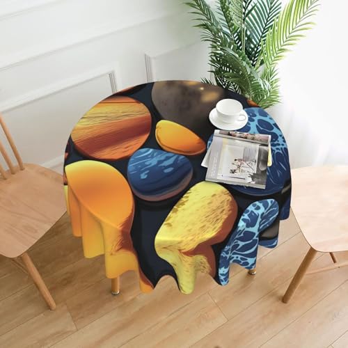 BROLEO Runde dekorative Tischdecke, 152,4 cm, gelbe Kieselsteine, bedruckt, wasserdicht, waschbar und wiederverwendbar, für Essen, Kaffee, Picknick, Hochzeit, Party BROLEO Runde dekorative Tischdecke, 152,4 cm, gelbe Kieselsteine, bedruckt, wasserdicht, waschbar und wiederverwendbar, für Essen, Kaffee, Picknick, Hochzeit, Party von BROLEO