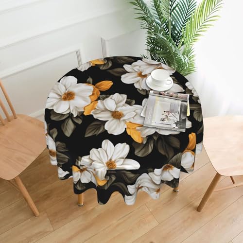 BROLEO Runde dekorative Tischdecke, 152,4 cm, gelber Hintergrund, Blumendruck, wasserdicht, waschbar und wiederverwendbar, für Essen, Kaffee, Picknick, Hochzeit, Party BROLEO Runde dekorative Tischdecke, 152,4 cm, gelber Hintergrund, Blumendruck, wasserdicht, waschbar und wiederverwendbar, für Essen, Kaffee, Picknick, Hochzeit, Party von BROLEO