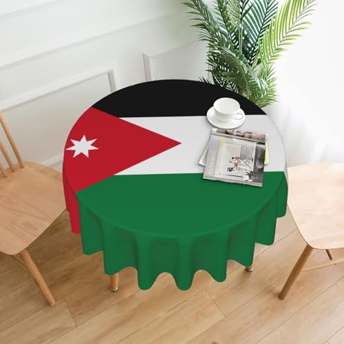 BROLEO Runde dekorative Tischdecke, 152,4 cm, jordanische Flagge, bedruckt, wasserdicht, waschbar und wiederverwendbar, für Essen, Kaffee, Picknick, Hochzeit, Party BROLEO Runde dekorative Tischdecke, 152,4 cm, jordanische Flagge, bedruckt, wasserdicht, waschbar und wiederverwendbar, für Essen, Kaffee, Picknick, Hochzeit, Party von BROLEO