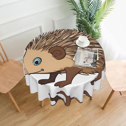BROLEO Runde dekorative Tischdecke, 152,4 cm, niedlicher Cartoon-Igel-Druck, wasserdicht, waschbar und wiederverwendbar, für Essen, Kaffee, Picknick, Hochzeit, Party BROLEO Runde dekorative Tischdecke, 152,4 cm, niedlicher Cartoon-Igel-Druck, wasserdicht, waschbar und wiederverwendbar, für Essen, Kaffee, Picknick, Hochzeit, Party von BROLEO