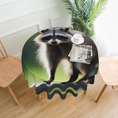BROLEO Runde dekorative Tischdecke, 152,4 cm, niedlicher Waschbär-Druck, wasserdicht, waschbar und wiederverwendbar, für Essen, Kaffee, Picknick, Hochzeit, Party BROLEO Runde dekorative Tischdecke, 152,4 cm, niedlicher Waschbär-Druck, wasserdicht, waschbar und wiederverwendbar, für Essen, Kaffee, Picknick, Hochzeit, Party von BROLEO