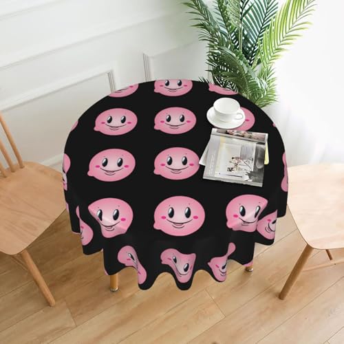 BROLEO Runde dekorative Tischdecke, 152,4 cm, rosa lächelndes Gesicht, bedruckt, wasserdicht, waschbar und wiederverwendbar, für Essen, Kaffee, Picknick, Hochzeit, Party BROLEO Runde dekorative Tischdecke, 152,4 cm, rosa lächelndes Gesicht, bedruckt, wasserdicht, waschbar und wiederverwendbar, für Essen, Kaffee, Picknick, Hochzeit, Party von BROLEO