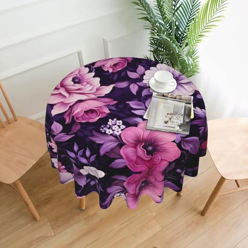 BROLEO Runde dekorative Tischdecke, 152,4 cm, rosa und violett, Blumendruck, wasserdicht, waschbar und wiederverwendbar, für Essen, Kaffee, Picknick, Hochzeit, Party BROLEO Runde dekorative Tischdecke, 152,4 cm, rosa und violett, Blumendruck, wasserdicht, waschbar und wiederverwendbar, für Essen, Kaffee, Picknick, Hochzeit, Party von BROLEO