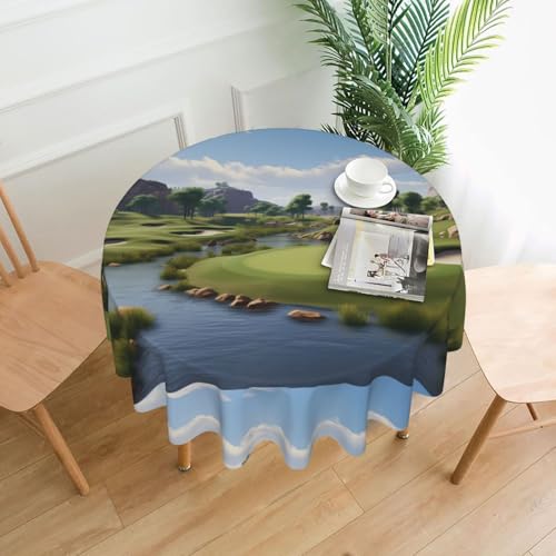 BROLEO Runde dekorative Tischdecke, 152,4 cm, schöner Golfplatz-Druck, wasserdicht, waschbar und wiederverwendbar, für Essen, Kaffee, Picknick, Hochzeit, Party BROLEO Runde dekorative Tischdecke, 152,4 cm, schöner Golfplatz-Druck, wasserdicht, waschbar und wiederverwendbar, für Essen, Kaffee, Picknick, Hochzeit, Party von BROLEO