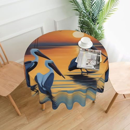 BROLEO Runde dekorative Tischdecke, Pelikan-Kunstdruck, wasserdicht, waschbar und wiederverwendbar, für Essen, Kaffee, Picknick, Hochzeit, Party, 152,4 cm BROLEO Runde dekorative Tischdecke, Pelikan-Kunstdruck, wasserdicht, waschbar und wiederverwendbar, für Essen, Kaffee, Picknick, Hochzeit, Party, 152,4 cm von BROLEO