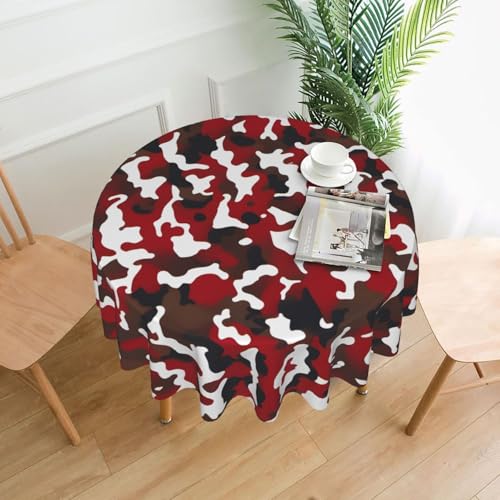 BROLEO Tischdecke, rund, 152,4 cm, wasserdicht, schmutzabweisend, geeignet für Restaurants, Rot von BROLEO