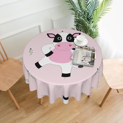 BROLEO Tischdecke mit Cartoon-Wadendruck, rund, 152,4 cm, wasserdicht und schmutzabweisend, geeignet für Restaurants von BROLEO