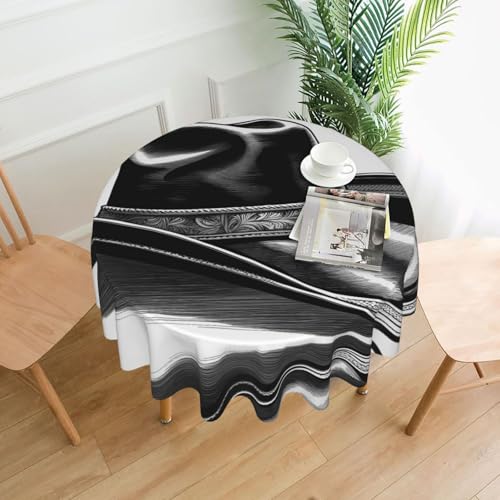 BROLEO Tischdecke mit Cowboyhut, Westernstiefel, rund, 152,4 cm, wasserdicht und schmutzabweisend, geeignet für Restaurants von BROLEO
