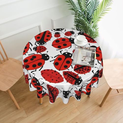 BROLEO Tischdecke mit Marienkäfer-Muster, unendlicher gesprenkelter Druck, rund, 152,4 cm, wasserdicht und schmutzabweisend, geeignet für Restaurants BROLEO Tischdecke mit Marienkäfer-Muster, unendlicher gesprenkelter Druck, rund, 152,4 cm, wasserdicht und schmutzabweisend, geeignet für Restaurants von BROLEO