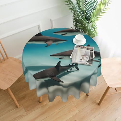 BROLEO Tischdecke mit Motiv Fisch in der Tiefsee, rund, 152,4 cm, wasserdicht und schmutzabweisend, geeignet für Restaurants von BROLEO