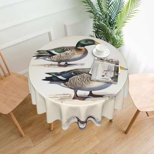 BROLEO Tischdecke mit Stockenten-Druck, rund, 152,4 cm, wasserdicht und schmutzabweisend, geeignet für Restaurants von BROLEO