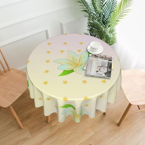 BROLEO Tischdecke mit blühendem Narzissen-Druck, rund, 152,4 cm, wasserdicht und schmutzabweisend, geeignet für Restaurants von BROLEO