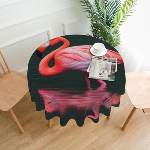 BROLEO Tischdecke mit pinkem Flamingo-Druck, rund, 152,4 cm, wasserdicht und schmutzabweisend, geeignet für Restaurants von BROLEO