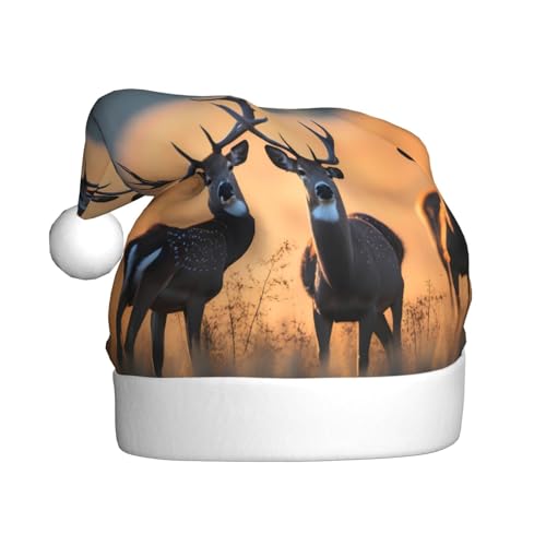 BROLEO Weihnachtsmütze für Erwachsene – Festlicher Weihnachtsmannhut für Weihnachten, Halloween und Feiertage, Partys, Natur, wildes Tier, Hirschbild BROLEO Weihnachtsmütze für Erwachsene – Festlicher Weihnachtsmannhut für Weihnachten, Halloween und Feiertage, Partys, Natur, wildes Tier, Hirschbild von BROLEO