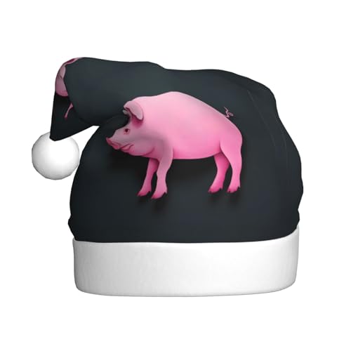 BROLEO Weihnachtsmütze für Erwachsene – Festlicher Weihnachtsmannhut für Weihnachten, Halloween und Feiertage, niedliches rosa Schweinebild BROLEO Weihnachtsmütze für Erwachsene – Festlicher Weihnachtsmannhut für Weihnachten, Halloween und Feiertage, niedliches rosa Schweinebild von BROLEO