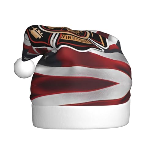 BROLEO Weihnachtsmütze für Erwachsene – Festlicher Weihnachtsmannhut für Weihnachten, Halloween und Feiertage, rote Streifen, Feuerwehrmann, USA-Flagge, Bild BROLEO Weihnachtsmütze für Erwachsene – Festlicher Weihnachtsmannhut für Weihnachten, Halloween und Feiertage, rote Streifen, Feuerwehrmann, USA-Flagge, Bild von BROLEO