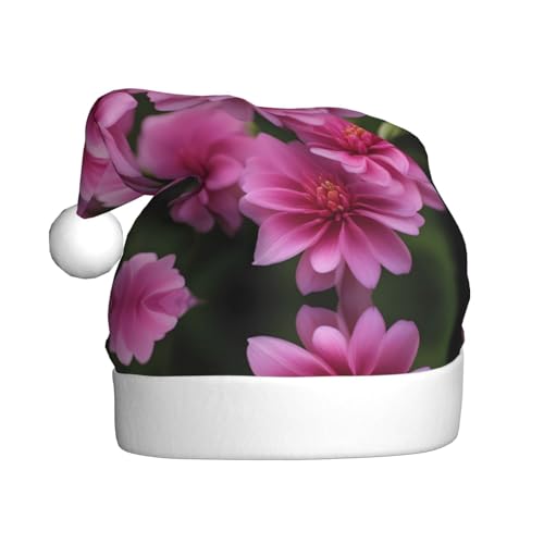 BROLEO Weihnachtsmütze für Erwachsene – Festlicher Weihnachtsmannhut für Weihnachten, Halloween und Feiertage, schönes rosa Blumenbild BROLEO Weihnachtsmütze für Erwachsene – Festlicher Weihnachtsmannhut für Weihnachten, Halloween und Feiertage, schönes rosa Blumenbild von BROLEO