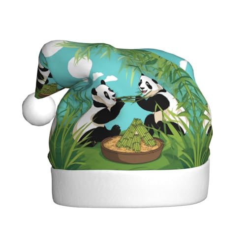 BROLEO Weihnachtsmütze für Erwachsene – Festlicher Weihnachtsmannhut für Weihnachten, Halloween und Feiertage, zwei niedliche große Pandas Bild BROLEO Weihnachtsmütze für Erwachsene – Festlicher Weihnachtsmannhut für Weihnachten, Halloween und Feiertage, zwei niedliche große Pandas Bild von BROLEO