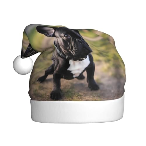 BROLEO Weihnachtsmütze für Erwachsene – Festlicher Weihnachtsmannhut für Weihnachten, Halloween und Feiertagsfeiern, Motiv: Französische Bulldogge BROLEO Weihnachtsmütze für Erwachsene – Festlicher Weihnachtsmannhut für Weihnachten, Halloween und Feiertagsfeiern, Motiv: Französische Bulldogge von BROLEO