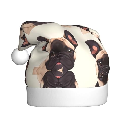 BROLEO Weihnachtsmütze für Erwachsene – Festlicher Weihnachtsmannhut für Weihnachten, Halloween und Feiertagsfeiern, französische Bulldogge BROLEO Weihnachtsmütze für Erwachsene – Festlicher Weihnachtsmannhut für Weihnachten, Halloween und Feiertagsfeiern, französische Bulldogge von BROLEO
