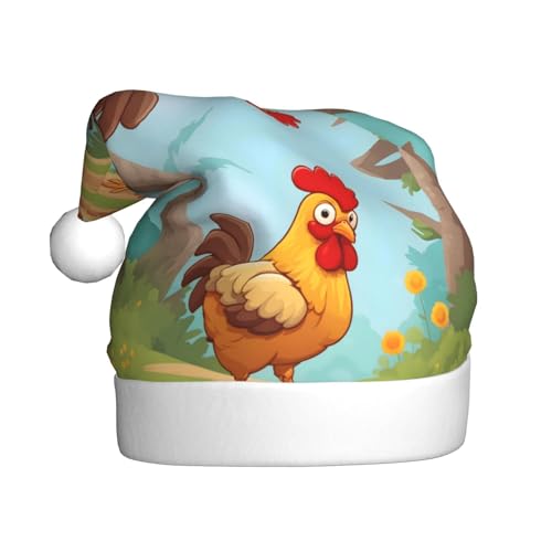 BROLEO Weihnachtsmütze für Erwachsene – Festlicher Weihnachtsmannhut für Weihnachten, Halloween und Feiertagsfeiern, kreatives Cartoon-Huhnbild BROLEO Weihnachtsmütze für Erwachsene – Festlicher Weihnachtsmannhut für Weihnachten, Halloween und Feiertagsfeiern, kreatives Cartoon-Huhnbild von BROLEO