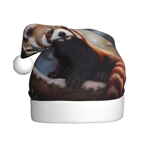 BROLEO Weihnachtsmütze für Erwachsene – Festlicher Weihnachtsmannhut für Weihnachten, Halloween und Feiertagsfeiern, rotes Panda-Bild BROLEO Weihnachtsmütze für Erwachsene – Festlicher Weihnachtsmannhut für Weihnachten, Halloween und Feiertagsfeiern, rotes Panda-Bild von BROLEO