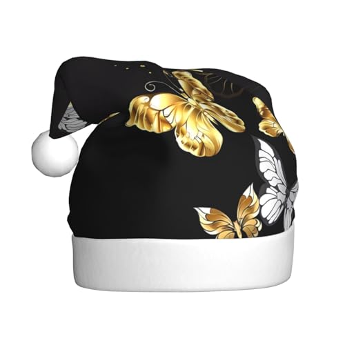 BROLEO Weihnachtsmütze mit Schmetterlingen, goldfarben, weiß, schwarz, Weihnachtsdekoration, Weihnachtsaccessoire für Gemeinschaftsveranstaltungen, Feiertagsfeiern von BROLEO