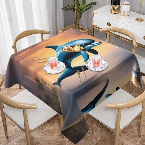 BROLEO Winter der Delphin Quadratische dekorative Tischdecke, 152,4 x 152,4 cm, wasserabweisend, waschbar und wiederverwendbar BROLEO Winter der Delphin Quadratische dekorative Tischdecke, 152,4 x 152,4 cm, wasserabweisend, waschbar und wiederverwendbar von BROLEO