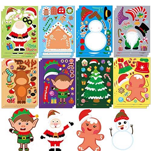 Aufkleber Weihnachten, Sticker Kinder Set Personalisierte Aufkleber DIY Make A Gesicht StickerbläTter, 16 Weihnachtsmann Rentier Schneemann Sticker FüR Kinder von BROMMAT