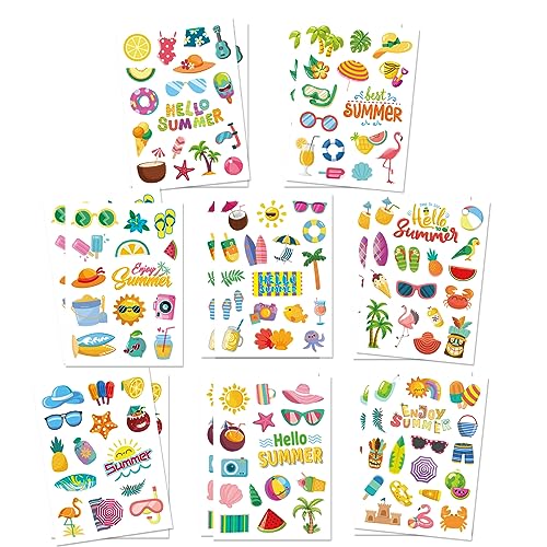 Sommer Aufkleber für Kinder, 16 Blatt Hawaii Aufkleber für Scrapbook, 252 Stück selbstklebende Aufkleber für Party-Dekorationen, Hawaii Aufkleber für Kinder Sommer Aufkleber für Kinder, 16 Blatt Hawaii Aufkleber für Scrapbook, 252 Stück selbstklebende Aufkleber für Party-Dekorationen, Hawaii Aufkleber für Kinder von BROMMAT