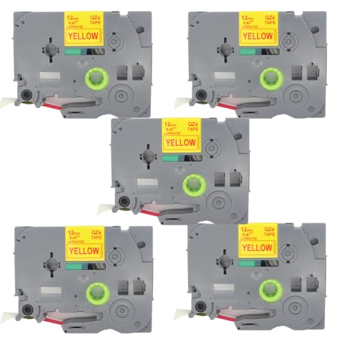 BROVACS 5 Packung Rot auf Gelb Laminiertes Etikettenband Kompatibel mit Brother P-Touch Etikettendrucker TZ 632 TZe 632 12mm 1/2" OPA4632x5 von BROVACS