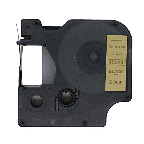 BROVACS Etikettenband, Schwarz auf Gold, kompatibel mit DYMO D1 45023, 12 mm OPA2223, 1 Stück BROVACS Etikettenband, Schwarz auf Gold, kompatibel mit DYMO D1 45023, 12 mm OPA2223, 1 Stück von BROVACS