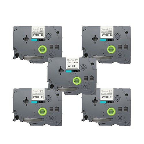 BROVACS Etikettenband, Schwarz auf Weiß, flexibel, kompatibel mit Brother P-Touch TZ FX231 TZe FX231 12 mm OPA1423x5, 5 Stück von BROVACS