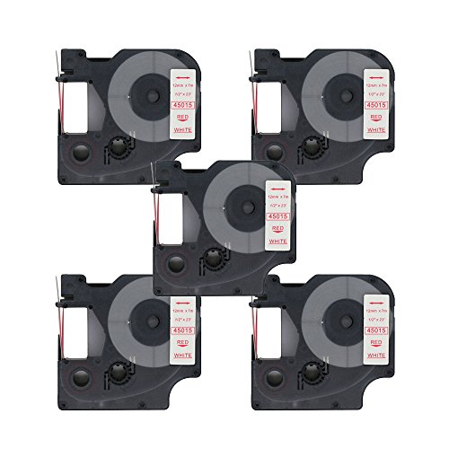BROVACS Etikettenband, kompatibel mit DYMO D1 45015, 12 mm, OPA2215x5, Rot auf Weiß, 5 Stück BROVACS Etikettenband, kompatibel mit DYMO D1 45015, 12 mm, OPA2215x5, Rot auf Weiß, 5 Stück von BROVACS
