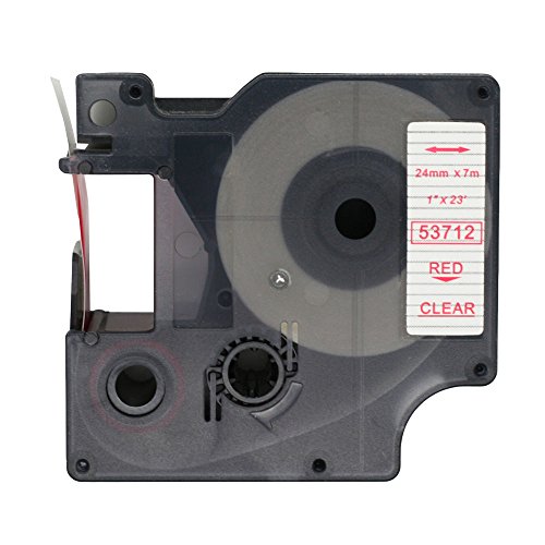 BROVACS Etikettenband, kompatibel mit DYMO D1 53712, 24 mm OPA2412, Rot auf Transparent, 1 Packung von BROVACS